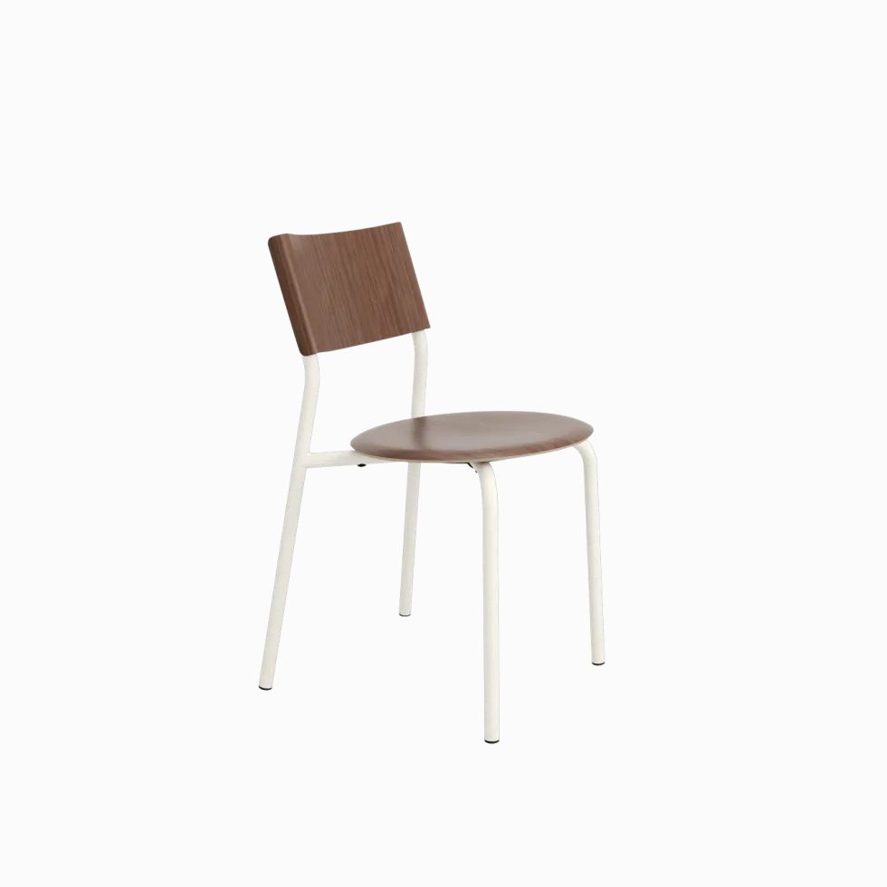 Chaise en bois de noyer et acier blanc crème SSD - TIPTOE