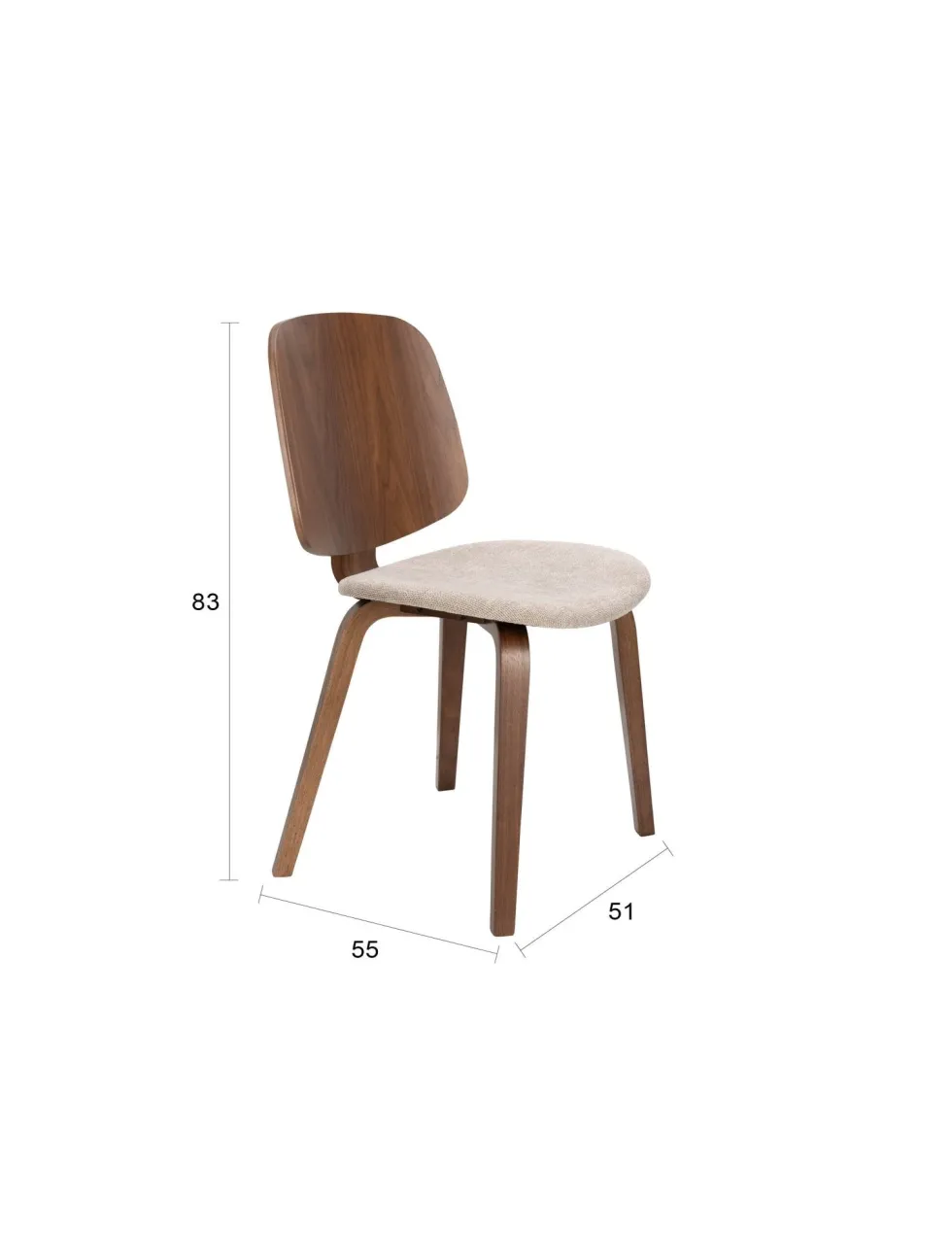 Chaise en bois d’hévéa marron et siège en tissu beige Oakley - The Cool Republic
