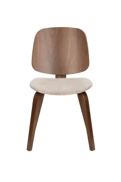 Chaise en bois d’hévéa marron et siège en tissu beige Oakley - The Cool Republic