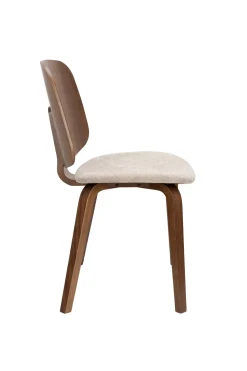 Chaise en bois d’hévéa marron et siège en tissu beige Oakley - The Cool Republic