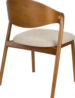 Chaise en bois et tissu beige Babington - Dutchbone