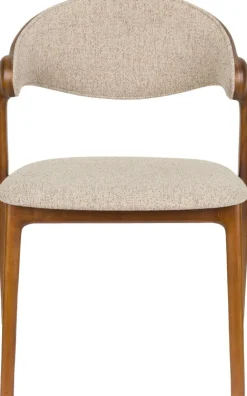 Chaise en bois et tissu beige Babington - Dutchbone