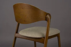 Chaise en bois et tissu beige Babington - Dutchbone