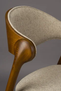 Chaise en bois et tissu beige Babington - Dutchbone
