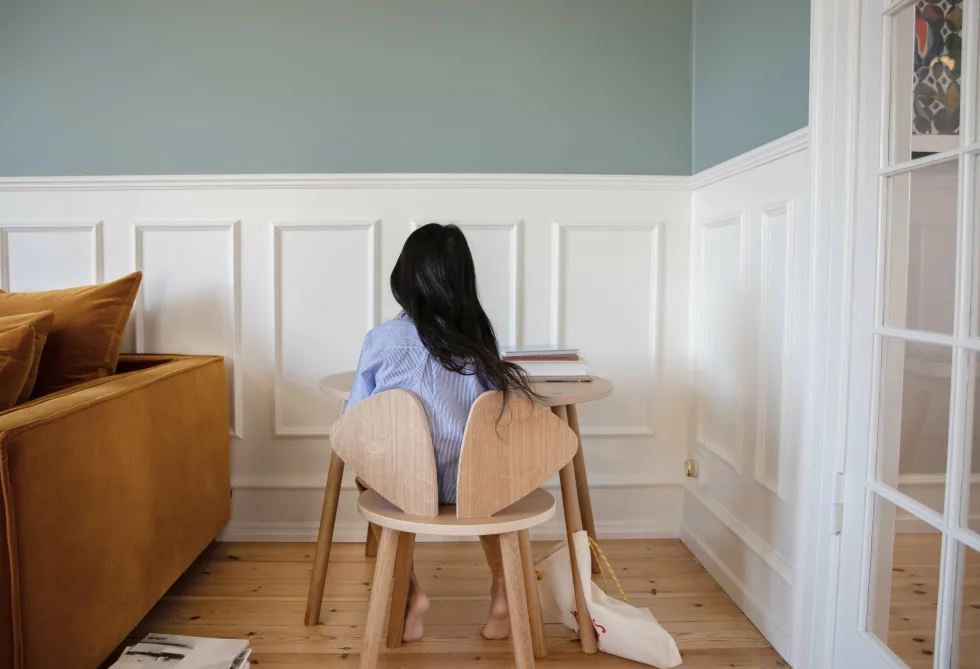 Chaise en bois pour enfant écru Mouse School - Nofred