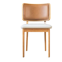 Chaise en chêne cuir tabac et vanille Tapissier - RED Edition