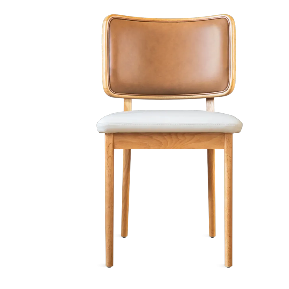 Chaise en chêne cuir tabac et vanille Tapissier - RED Edition