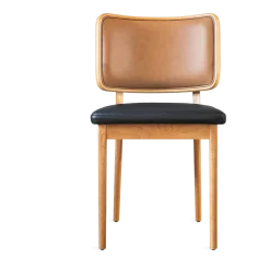 Chaise en chêne en cuir tabac et noir Tapissier - RED Edition