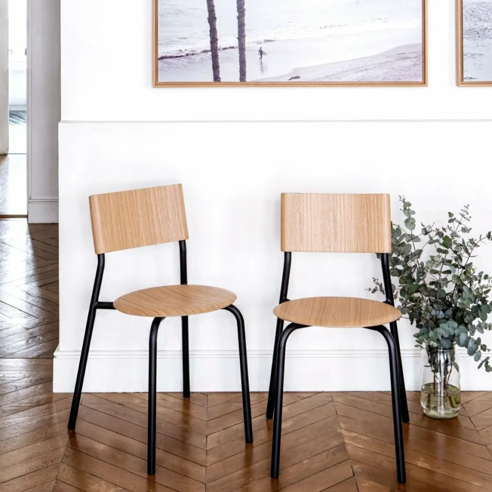 Chaise en chêne et acier noir graphite SSD - TIPTOE