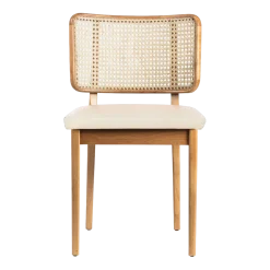 Chaise en chêne et cuir vanille Cannage - RED Edition
