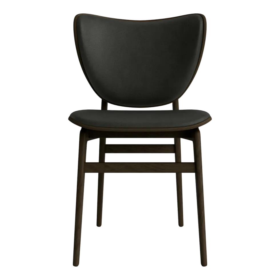 Chaise en chêne fumé avec rembourrage en cuir anthracite Elephant - NORR11