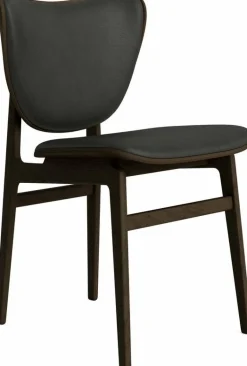 Chaise en chêne fumé avec rembourrage en cuir anthracite Elephant - NORR11