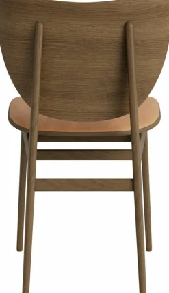 Chaise en chêne fumé clair avec rembourrage en cuir camel Elephant - NORR11