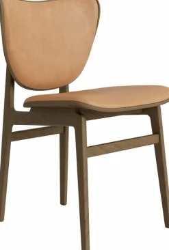 Chaise en chêne fumé clair avec rembourrage en cuir camel Elephant - NORR11
