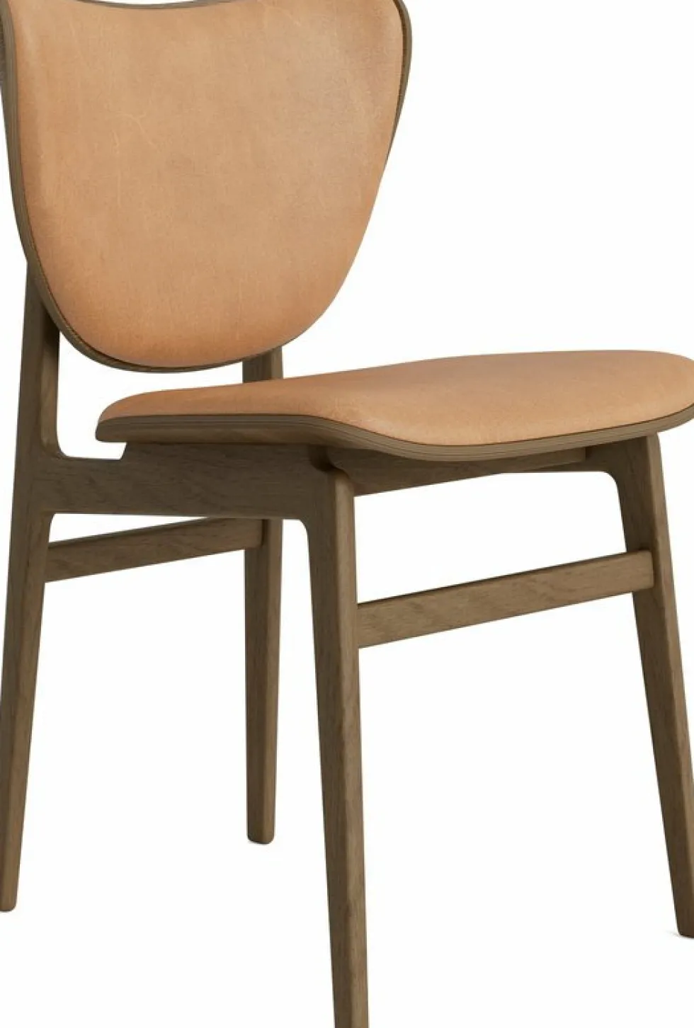 Chaise en chêne fumé clair avec rembourrage en cuir camel Elephant - NORR11