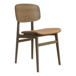 Chaise en chêne fumé clair et rembourrage en cuir camel NY11 - NORR11