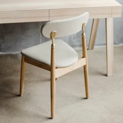 Chaise en chêne huilé avec tissu tissé beige 7.1 - Emko