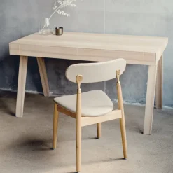 Chaise en chêne huilé avec tissu tissé beige 7.1 - Emko