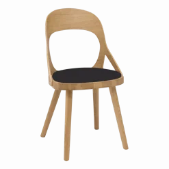 Chaise en chêne huilé et coussin en cuir reconstitué noir Colibri - Hans k