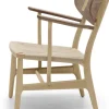 Chaise en chêne huilé et noyer avec assise tissée naturelle 72,5cm CH22 - Carl Hansen & Søn