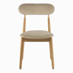 Chaise en chêne huilé et velours beige 7.1 - Emko