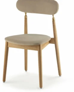 Chaise en chêne huilé et velours beige 7.1 - Emko