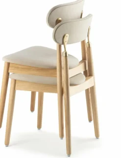Chaise en chêne huilé et velours beige 7.1 - Emko