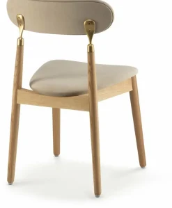 Chaise en chêne huilé et velours beige 7.1 - Emko