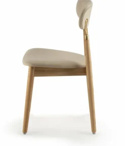 Chaise en chêne huilé et velours beige 7.1 - Emko