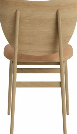 Chaise en chêne naturel avec rembourrage en cuir camel Elephant - NORR11