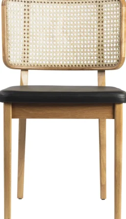 Chaise en chêne naturel et cuir noir Cannage - RED Edition