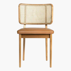 Chaise en chêne naturel et cuir tabac Cannage - RED Edition