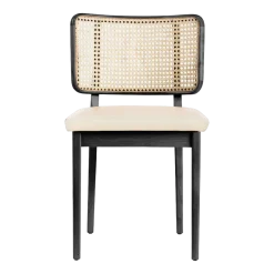 Chaise en chêne noir et cuir vanille Cannage - RED Edition
