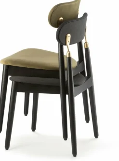 Chaise en chêne teinté noir avec tissu tissé noir 7.1 - Emko