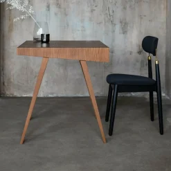 Chaise en chêne teinté noir avec tissu tissé noir 7.1 - Emko