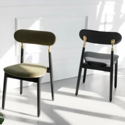 Chaise en chêne teinté noir avec tissu tissé noir 7.1 - Emko