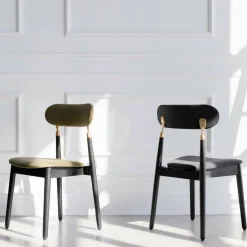 Chaise en chêne teinté noir avec tissu tissé noir 7.1 - Emko