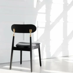 Chaise en chêne teinté noir avec tissu tissé noir 7.1 - Emko