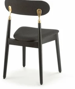 Chaise en chêne teinté noir avec tissu tissé noir 7.1 - Emko