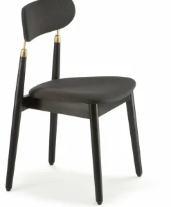 Chaise en chêne teinté noir avec tissu tissé noir 7.1 - Emko