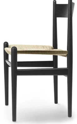 Chaise en chêne teinté noir et assise tissée naturelle 81cm CH36 - Carl Hansen & Søn