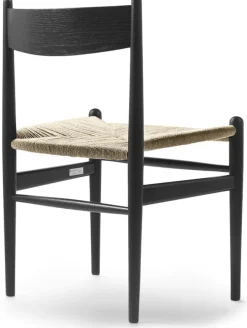 Chaise en chêne teinté noir et assise tissée naturelle 81cm CH36 - Carl Hansen & Søn