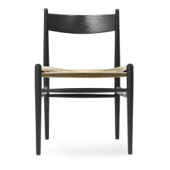 Chaise en chêne teinté noir et assise tissée naturelle 81cm CH36 - Carl Hansen & Søn