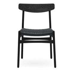 Chaise en chêne teinté noir et assise tissée noire 78,5cm CH23 - Carl Hansen & Søn