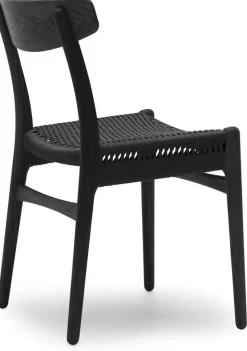 Chaise en chêne teinté noir et assise tissée noire 78,5cm CH23 - Carl Hansen & Søn