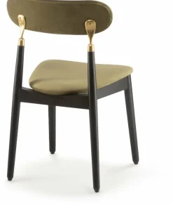 Chaise en chêne teinté noir et velours vert mousse 7.1 - Emko