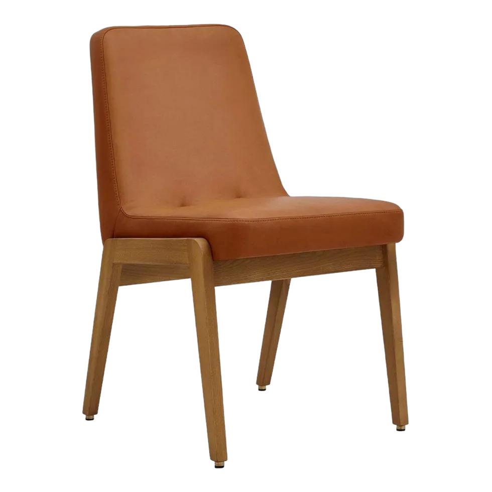 Chaise en cuir naturel cognac et frêne foncé 52 x 45 Série 200-190 - 366 Concept