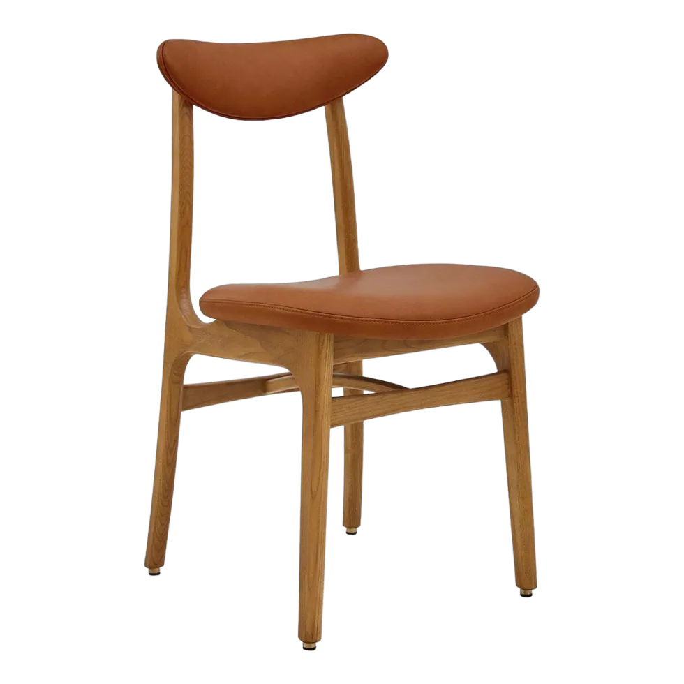 Chaise en cuir naturel cognac et frêne foncé 52 x 45 Série 200-190 - 366 Concept