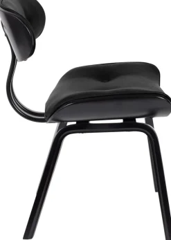 Chaise en cuir noir et bois de frêne Blackwood - Dutchbone