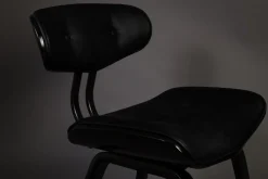 Chaise en cuir noir et bois de frêne Blackwood - Dutchbone